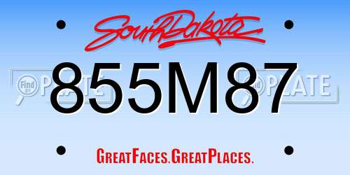 855M87 South Dakota License Plate