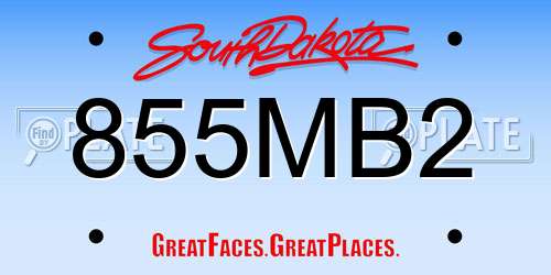 855MB2 South Dakota License Plate