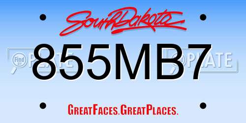 855MB7 South Dakota License Plate