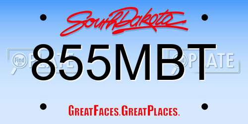 855MBT South Dakota License Plate