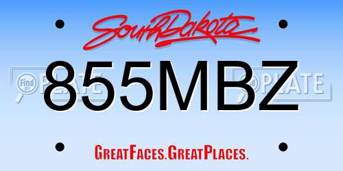 855MBZ South Dakota License Plate