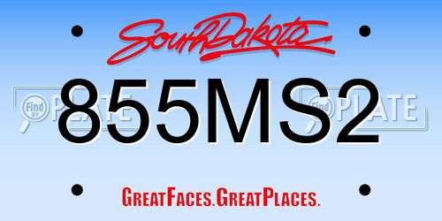 855MS2 South Dakota License Plate