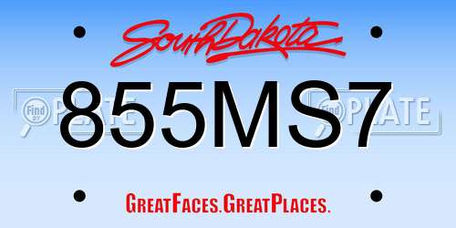 855MS7 South Dakota License Plate