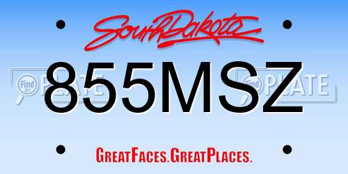 855MSZ South Dakota License Plate