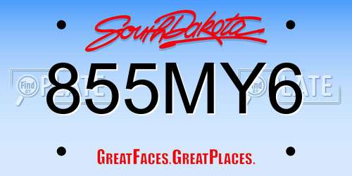 855MY6 South Dakota License Plate