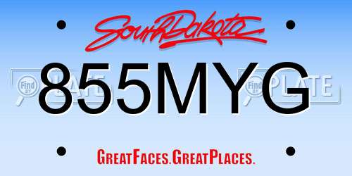 855MYG South Dakota License Plate