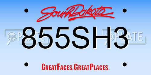 855SH3 South Dakota License Plate