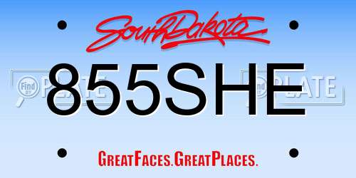 855SHE South Dakota License Plate