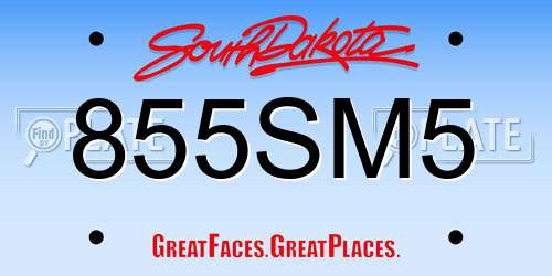 855SM5 South Dakota License Plate