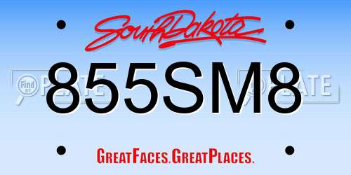 855SM8 South Dakota License Plate
