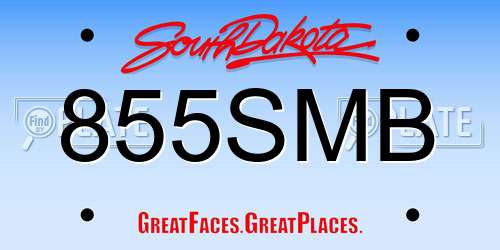 855SMB South Dakota License Plate