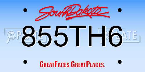 855TH6 South Dakota License Plate
