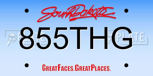 855THG South Dakota License Plate