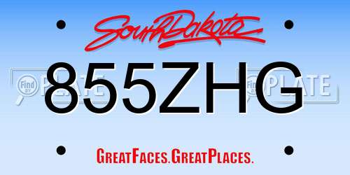 855ZHG South Dakota License Plate