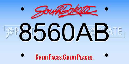 8560AB South Dakota License Plate