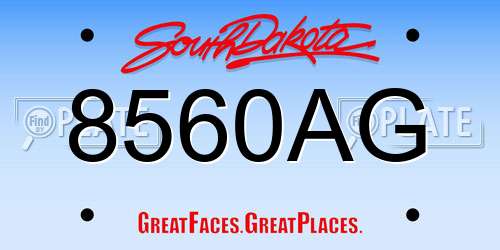 8560AG South Dakota License Plate