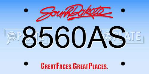 8560AS South Dakota License Plate