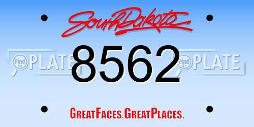 8562 South Dakota License Plate
