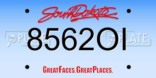 8562OI South Dakota License Plate