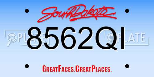8562QI South Dakota License Plate