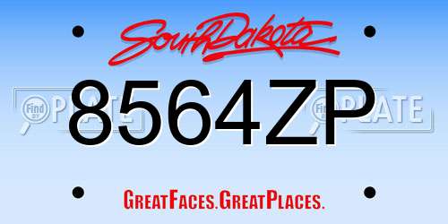 8564ZP South Dakota License Plate