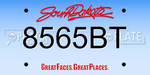 8565BT South Dakota License Plate