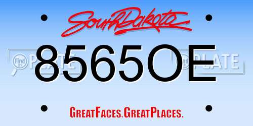 8565OE South Dakota License Plate