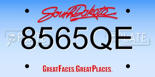 8565QE South Dakota License Plate