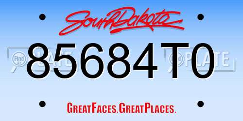 85684T0 South Dakota License Plate