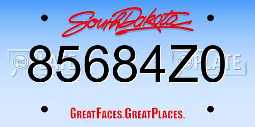 85684Z0 South Dakota License Plate
