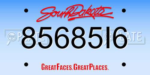 85685I6 South Dakota License Plate