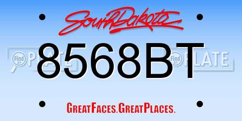 8568BT South Dakota License Plate