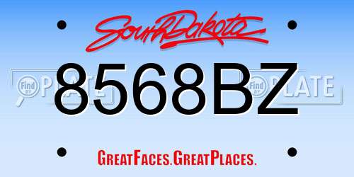 8568BZ South Dakota License Plate