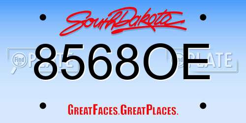 8568OE South Dakota License Plate