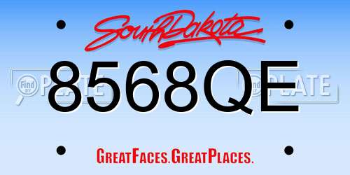 8568QE South Dakota License Plate