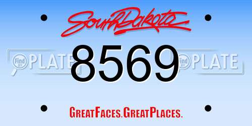 8569 South Dakota License Plate