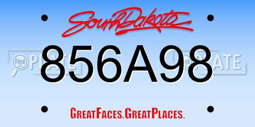 856A98 South Dakota License Plate