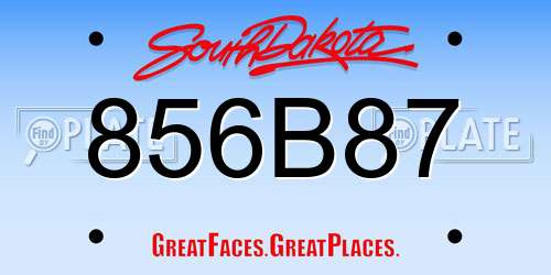 856B87 South Dakota License Plate
