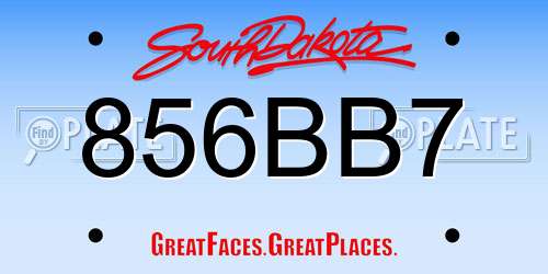 856BB7 South Dakota License Plate