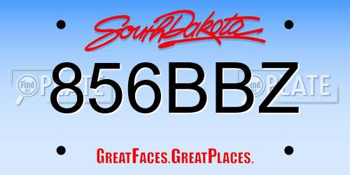 856BBZ South Dakota License Plate