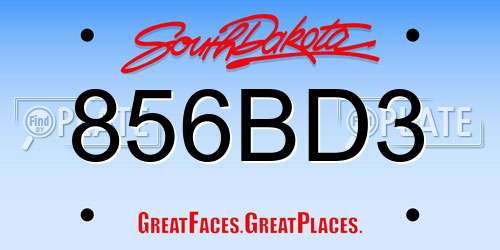 856BD3 South Dakota License Plate