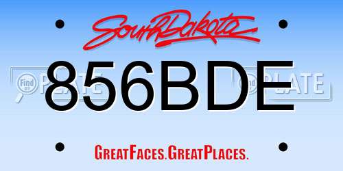 856BDE South Dakota License Plate