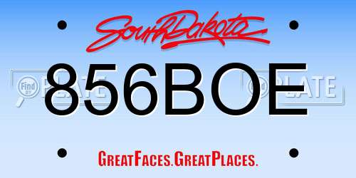 856BOE South Dakota License Plate