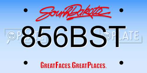 856BST South Dakota License Plate