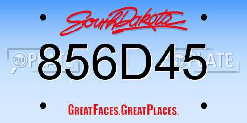 856D45 South Dakota License Plate