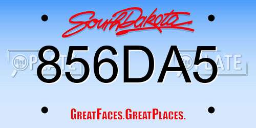 856DA5 South Dakota License Plate