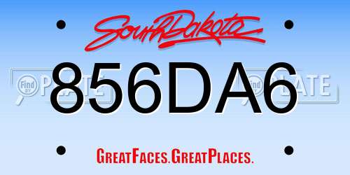856DA6 South Dakota License Plate