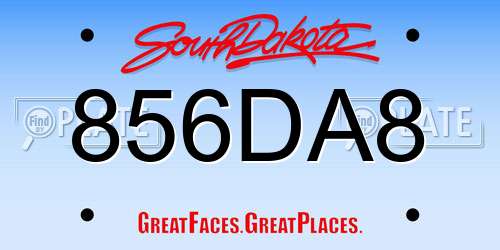 856DA8 South Dakota License Plate