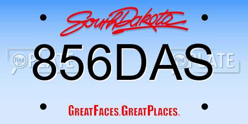 856DAS South Dakota License Plate