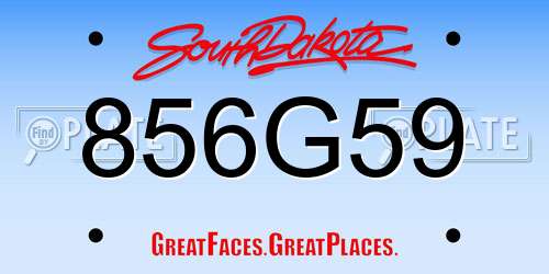 856G59 South Dakota License Plate